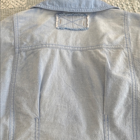 We The Free Washed Denim Side Tie Chambray Button Down Blouse - Picture 8 of 10